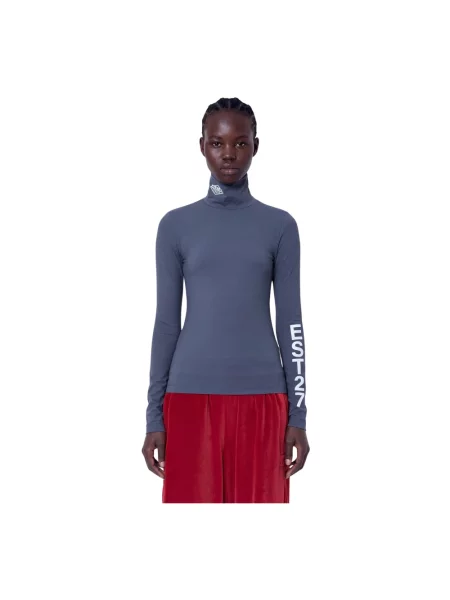 Sweter Lacoste z nadrukiem ze stretchu szary