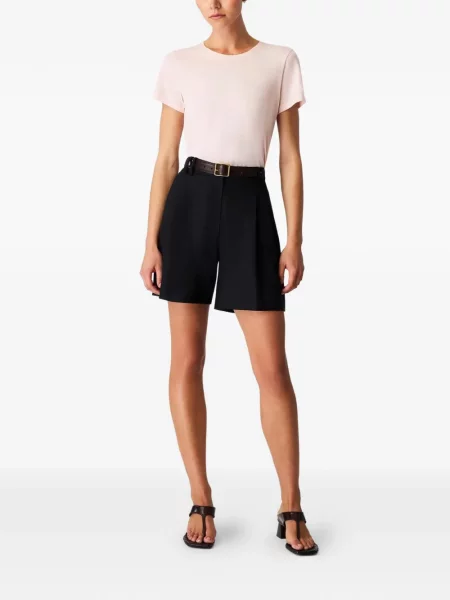 Tricou Another Tomorrow cu decolteu rotund roz