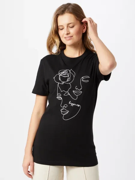 Merchcode Tricou One Line Rose / alb negru