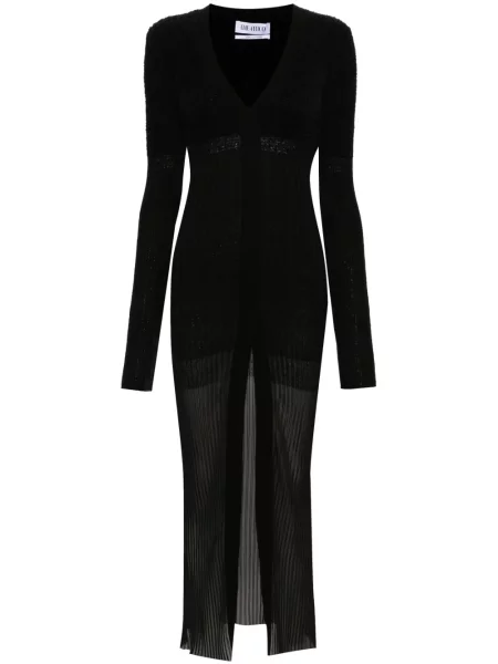 Sukienka midi The Attico z dekoltem w serek do kolan garniturowa czarna