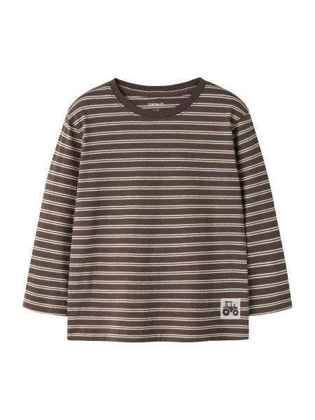 NAME IT Tricou NMMKRISTIAN maro închis alb