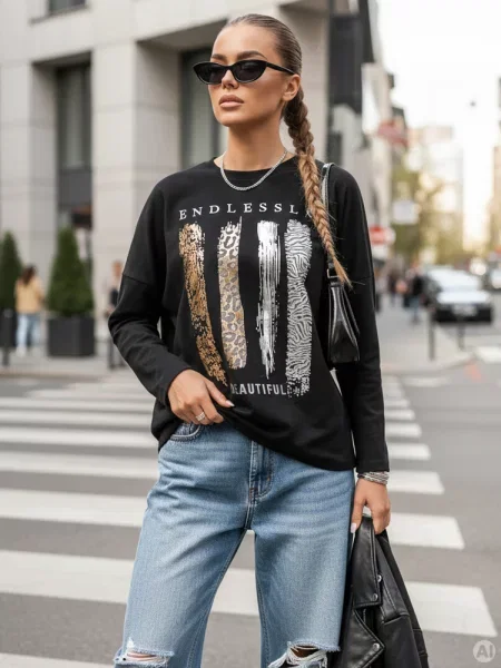 Bluzka oversize MODEZINE Dstreet czarna