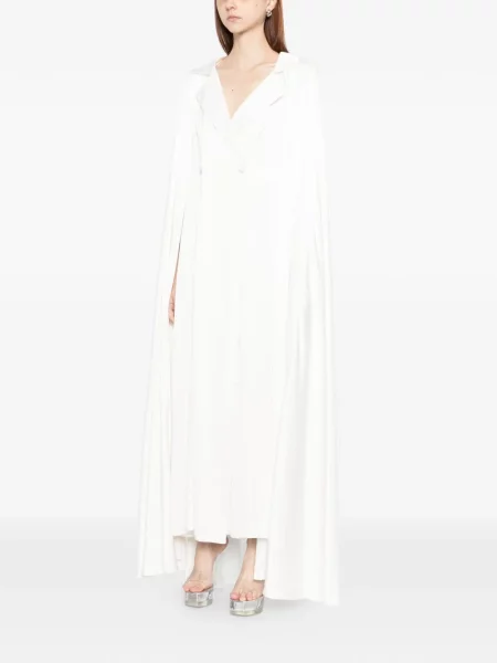 Rochie maxi Shatha Essa din satin de costum alb