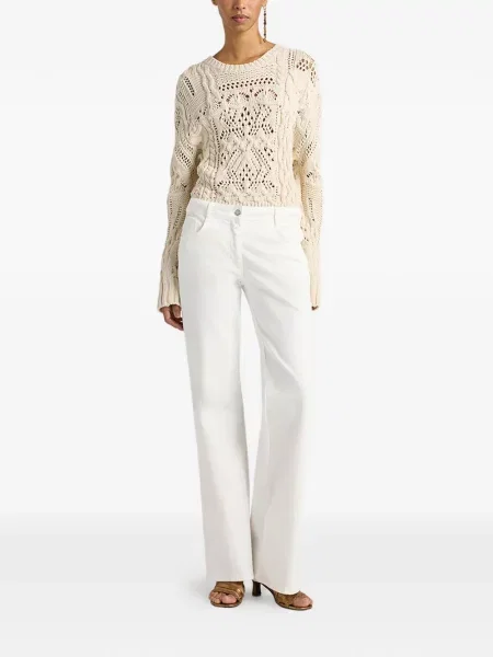 Spodnie dzwony Momoni z 5 kieszeniami dzwony białe