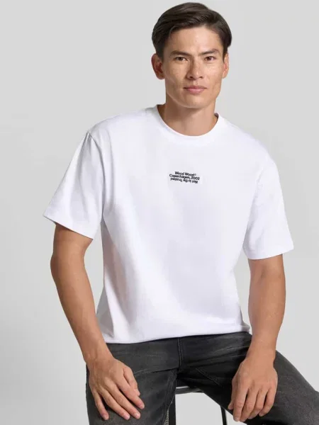 T-shirt o kroju regular fit z czystej bawełny model Oliver' Wood Wood biała