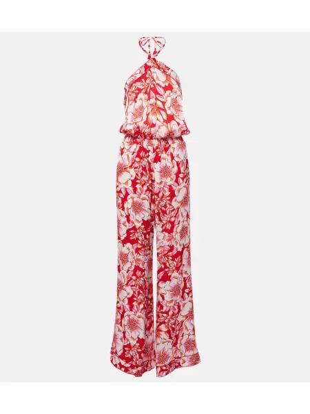 Kombinezon Poupette St Barth s cvetličnim vzorcem rdeča