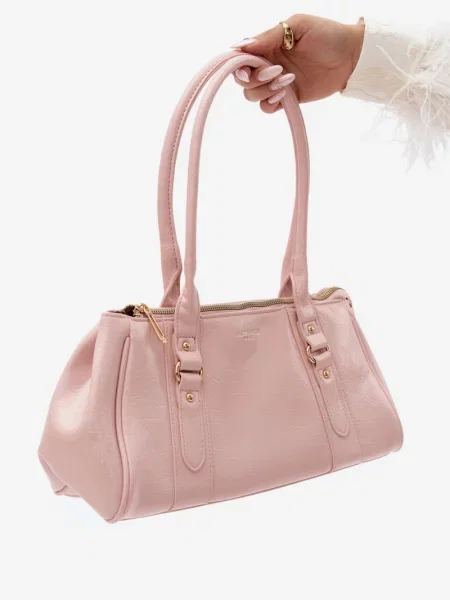 Geantă Flora & Co din piele roz