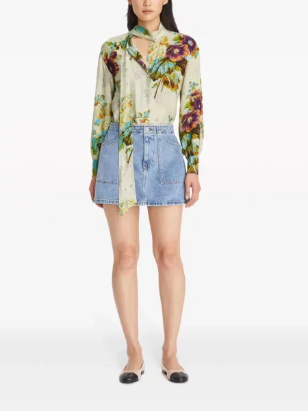 Gėlėtas palaidinė Tory Burch su lankeliu žalia