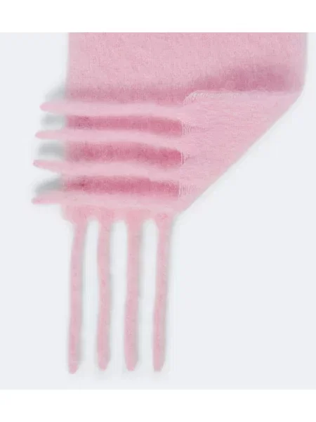 Vlnený šál Acne Studios so strapcami ružová