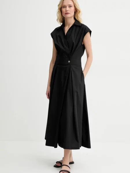 A.P.C. sukienka robe athena midi rozkloszowana czarny