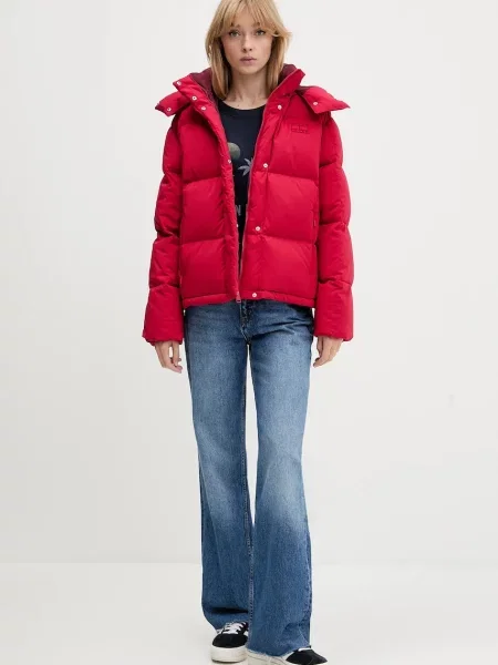 Tommy Jeans Péřová bunda červená