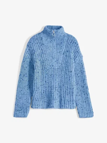 Sweter ze stójką z domieszką wełny niebieski