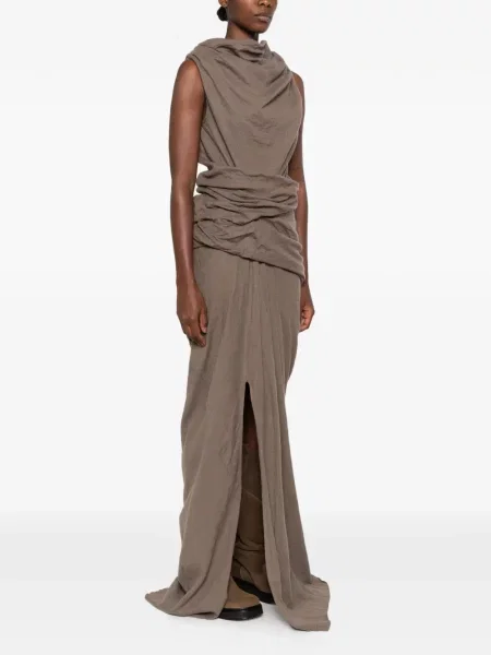 Rochie Rick Owens asimetrică drapată gri