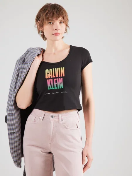 Calvin Klein Jeans Marškinėliai Pride neoninė žalia / neoninė rožinė / juoda balta