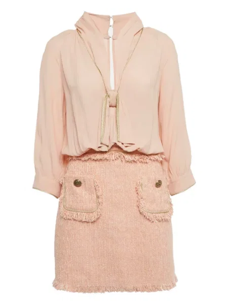 Rochie midi Elisabetta Franchi din tweed până la genunchi de costum roz
