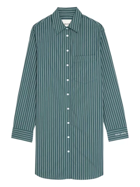 Rochie tip cămașă Zadig&voltaire cu dungi lungă de costum verde