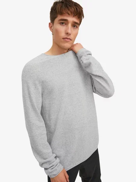 JACK & JONES Sveter Hill melírovaná sivá
