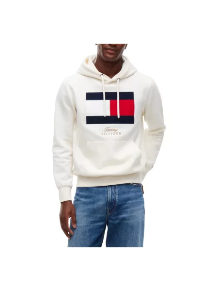 Bluza z kapturem Tommy Hilfiger z kapturem z logo beżowa