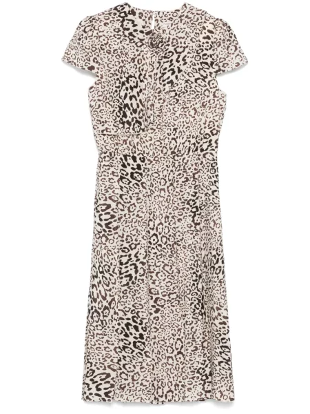 Rochie midi Alessandra Rich cu imagine cu model leopard plisată
