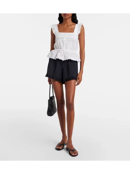 Top Poupette St Barth din poplin alb