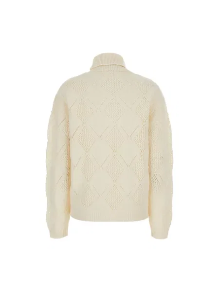 Sweter Semicouture z wysokim kołnierzem z długim rękawem biały