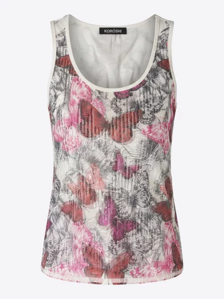 KOROSHI Top / portocaliu / fucsia bej