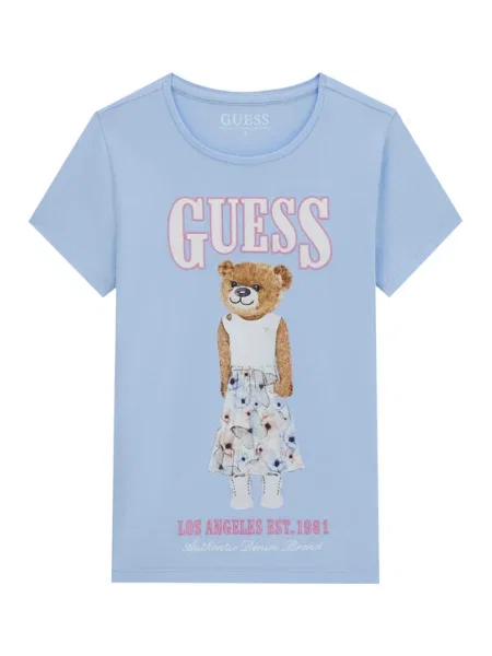Guess Tricou celest albastru