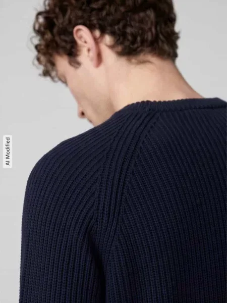 Sweter z bawełny w kroju regular fit z czystej bawełny model BRAUN' Selected granatowy