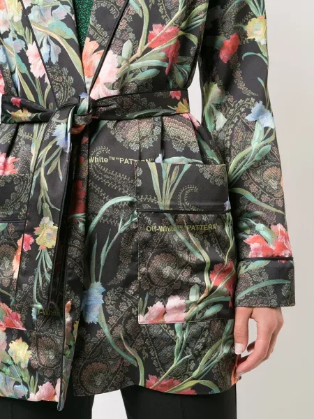Geacă Off-white cu model floral alb