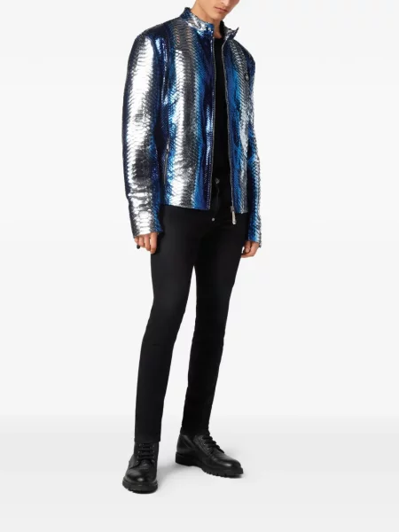 Geanta de piele Philipp Plein albastru