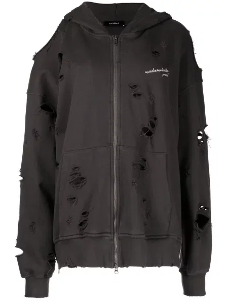 Mikina s kapucí Goen.j s výšivkou šedá