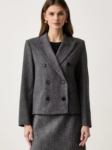 Weekend Max Mara marynarka dwurzędowa z wiskozą WKDGRADO szara