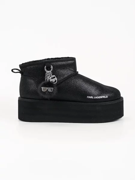 Karl Lagerfeld Thermo cizme de zăpadă pentru femei din piele negru