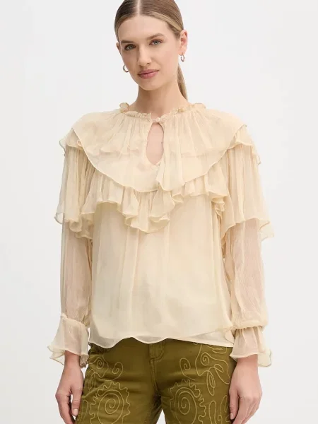 Hoss Intropia bluzka gładka beżowy