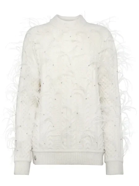 Pulover Philipp Plein din lână merinos alb
