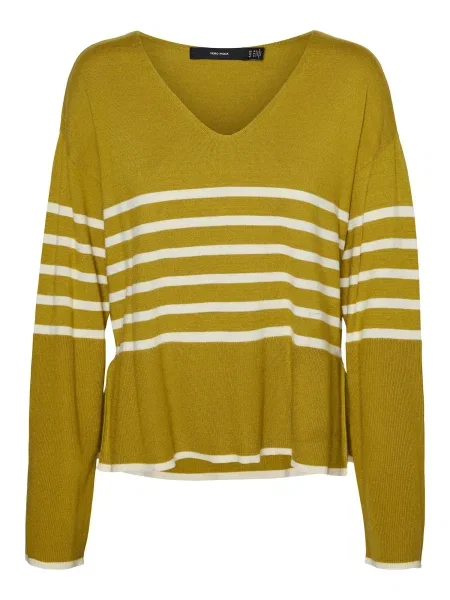 VERO MODA Pulover HAPPINESS oliv alb