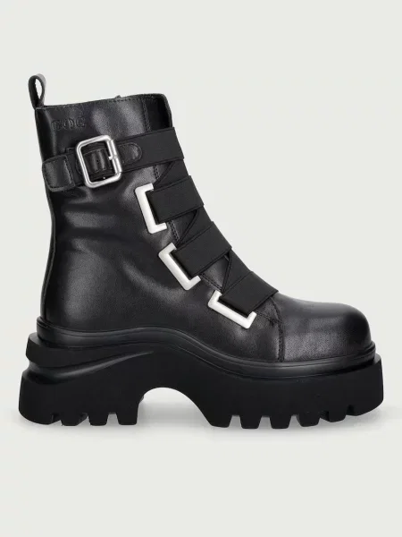 Goe botine cu platformă pentru femei din piele negru