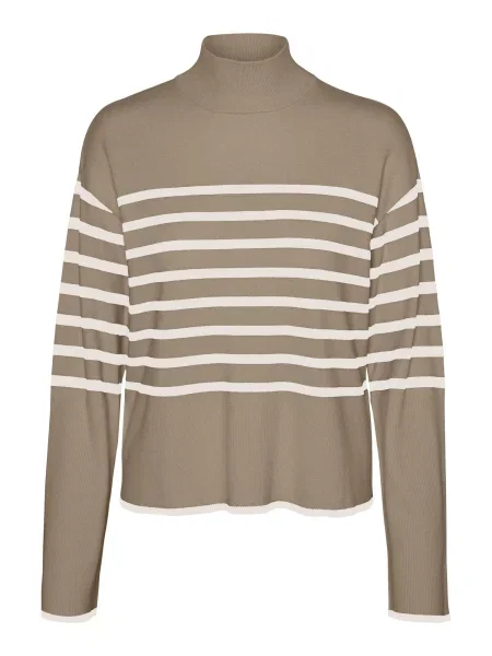 VERO MODA Pulover NEW HAPPINESS crem maro