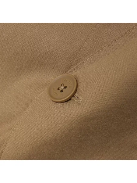 Lacoste Wodoodporna Kurtka Canvas Z Półsuwakiem Z Naszywką brązowa