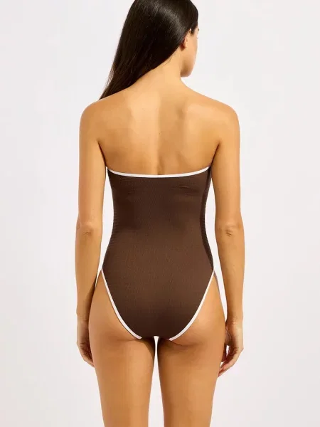 Seafolly jednodielne plavky dámske Ring Front hnedá