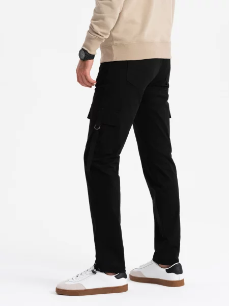 Pruhované cargo nohavice Ombre Clothing čierna