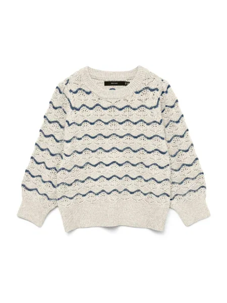 VERO MODA Πουλόβερ VMLEONOR εκρού / ναυτικό μπλε