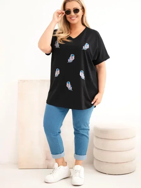 Bluză Kesi cu pene negru