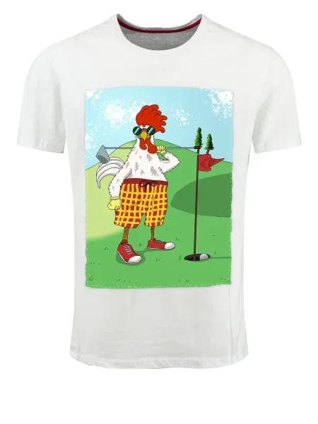 Key Largo Tricou Golfing Chicken galben / verde / roșu alb