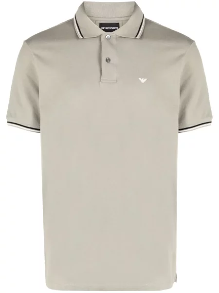 Tricou polo Emporio Armani cu broderie gri
