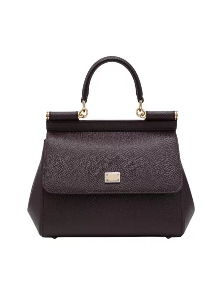 Torebka skórzana Dolce And Gabbana fioletowa