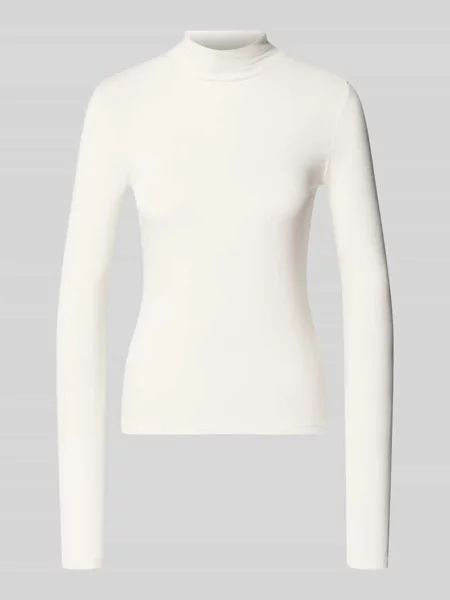 Koszulka z długim rękawem w kroju slim fit z mieszanki lyocellu z golfem Review biała