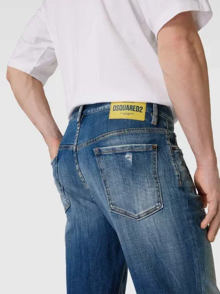 Jeansy o kroju straight fit w efekcie znoszenia Dsquared2 niebieskie