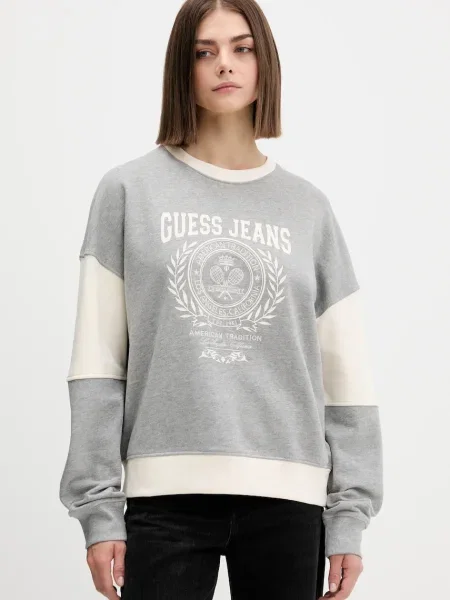 Суитчър Guess Jeans с принт сиво