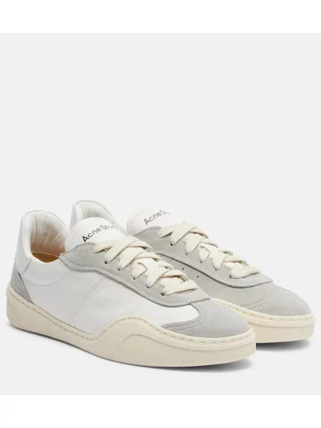 Sneakerși Acne Studios din piele de căprioară alb